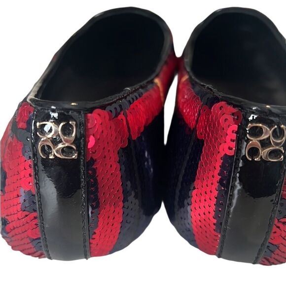 Coach Debrorah Blue and Red Sequin Slip On Logo Ballet Flats Size 7.5 - Picture 8 of 11